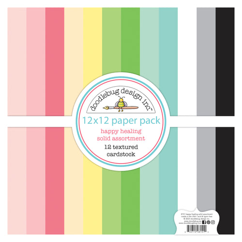 Pre-Order NEW Doodlebug Happy Healing 12x12 Solid Paper Pack