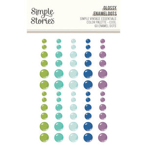 Simple Stories Vintage Essentials Color Palette Glossy Enamel Dots Cool