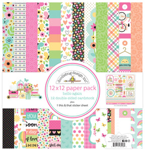 Doodlebug Hello Again 12x12 Paper Pack