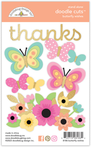 Doodlebug Hello Again Butterfly Wishes Doodle Cuts