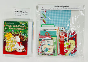 Junk Journal Base Book & Coordinating Ephemera Pack Poky Puppy’s 1st Christmas