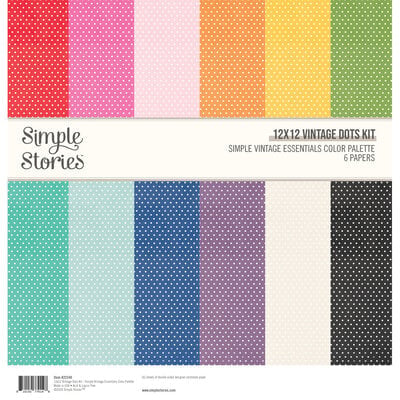 Simple Stories Vintage Essentials Color Palette Vintage Dots Paper Pack