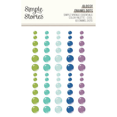 Simple Stories Vintage Essentials Color Palette Glossy Enamel Dots Cool