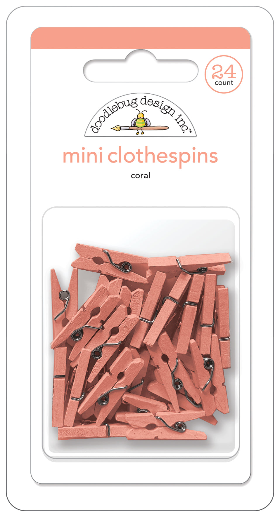 Doodlebug NEW Mini Clothespins Coral