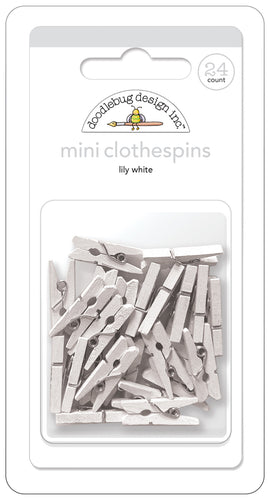 Doodlebug NEW Mini Clothespins Lily White