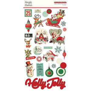 Simple Stories Simple Vintage Holly Jolly Chipboard Stickers