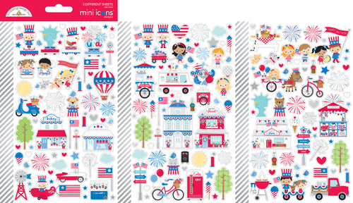 Pre-Order Doodlebug Hometown USA Mini Icon Stickers