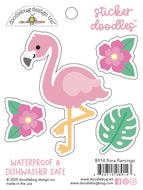 Summer Fun Floral Flamingo Doodle Stickers