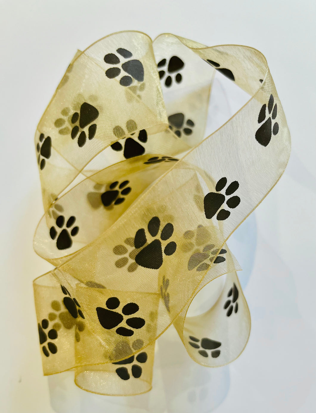 Sheer Dog Print Ribbon-Per Yard