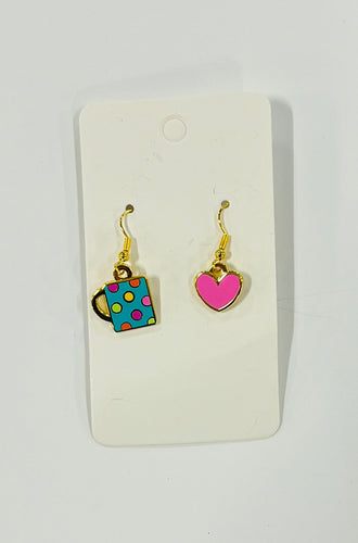 Doodlebug Coffee & Heart Earrings