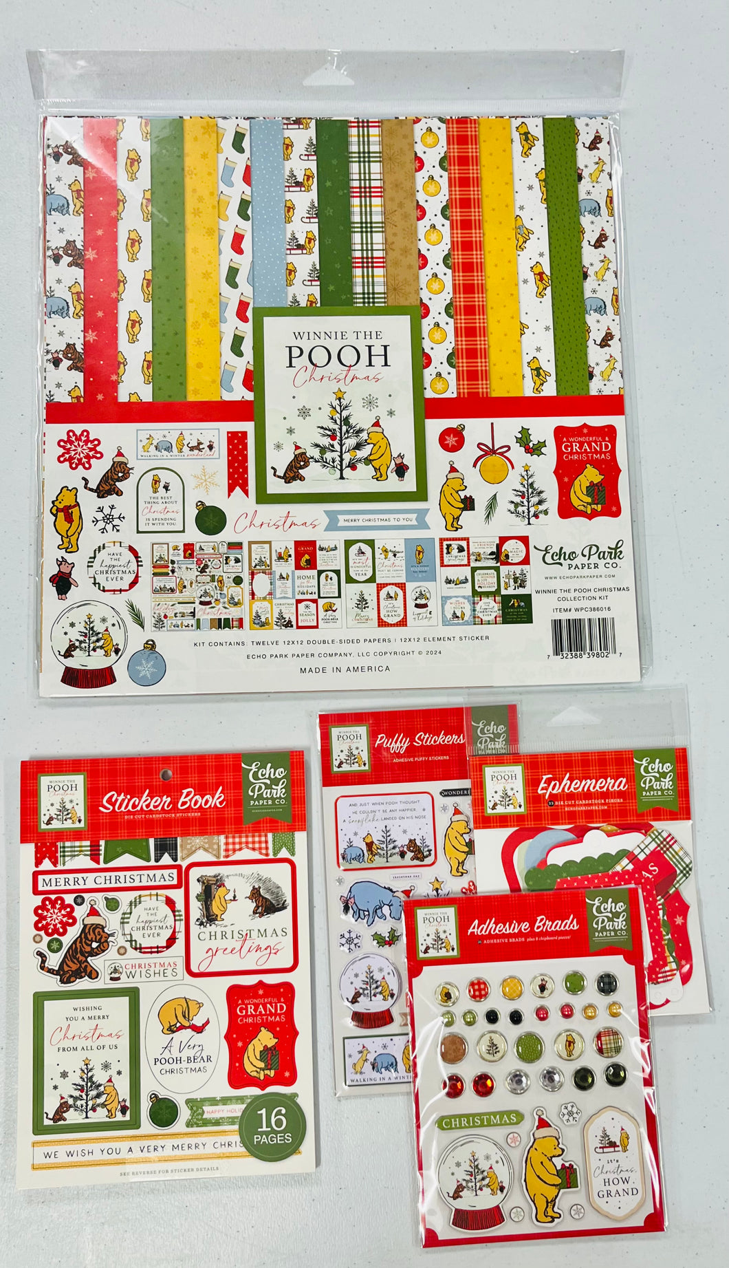 Echo Park Winnie the Pooh Christmas #2 With Sticker-Book Bundle