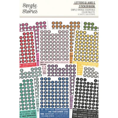 Simple Stories Vintage Essentials Color Palette Stickerbook Letters & Labels