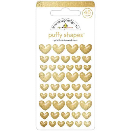 Doodlebug Gold Puffy Hearts