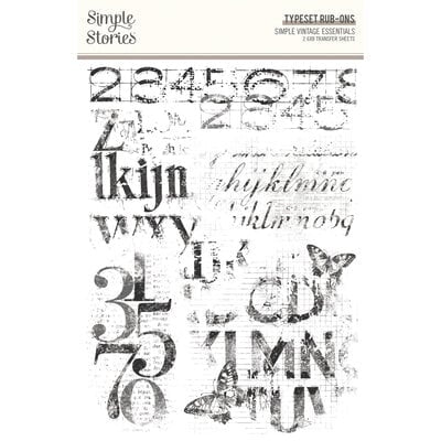 Simple Stories Vintage Essentials Typeset Rub-Ons