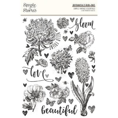 Simple Stories Vintage Essentials Botanicals Rub-Ons