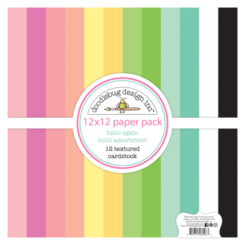 Pre-Order Doodlebug Hello Again 12x12 Solids Paper Pack