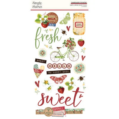 Simple Stories Simple Vintage Berry Fields 6x12 Chipboard Stickers
