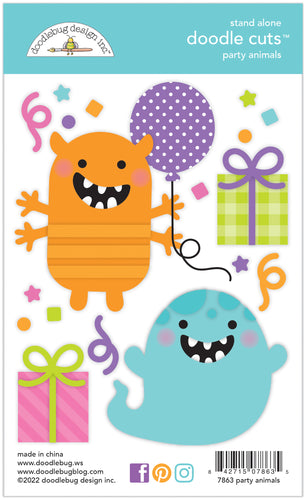 Doodlebug Pre-Order Monster Madness Party Animals Doodle Cuts