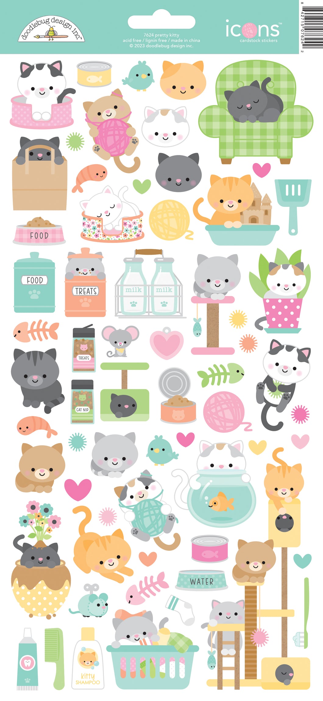 Doodlebug Pretty Kitty Icon Stickers