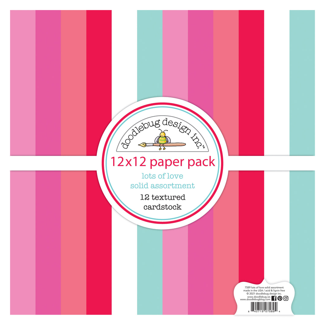 Doodlebug Lots of Love 12x12  Solids Paper Pack