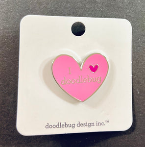 Doodlebug Collectible Pin- I Heart Doodlebug Pink