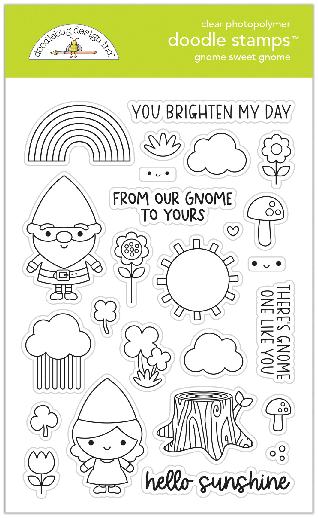 Doodlebug Over the Rainbow Gnome Sweet Gnome Doodle Stamps