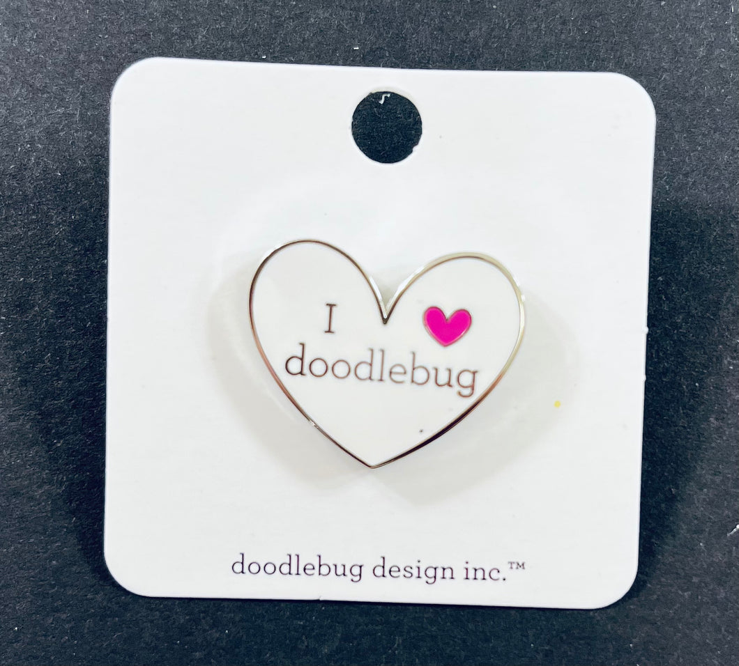 Doodlebug Collectible Pin- I Heart Doodlebug White