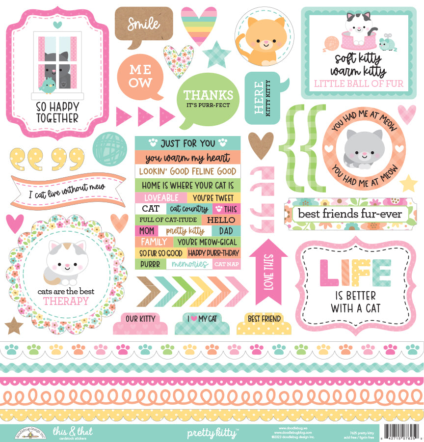 Doodlebug Pretty Kitty This & That Stickers