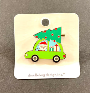 Doodlebug Collectible Pin - Here Comes Santa