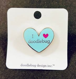 Doodlebug Collectible Pin- I Heart Doodlebug Mint