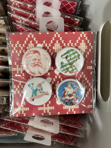 Vintage Flair Buttons-Christmas with 2 Santas