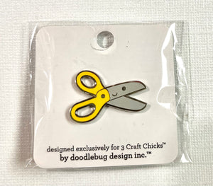 Doodlebug Yellow Scissors Exclusive Pin