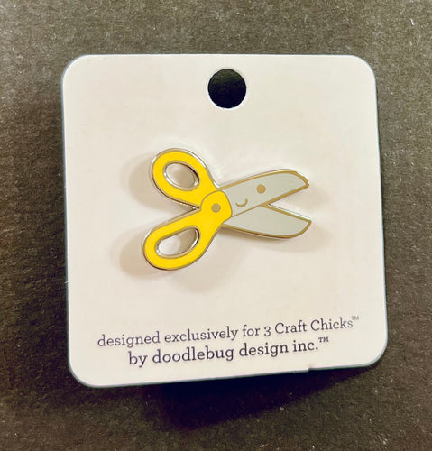 Doodlebug Collectible Pin- 3CC EXCLUSIVE Yellow Scissors