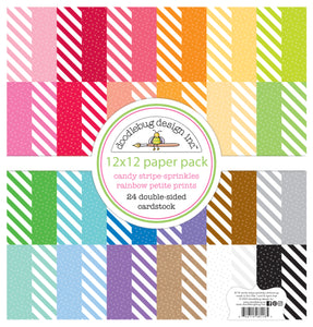 Pre-Order Doodlebug 12x12 Rainbow Candy Stripe-Sprinkles Dot Petite Print