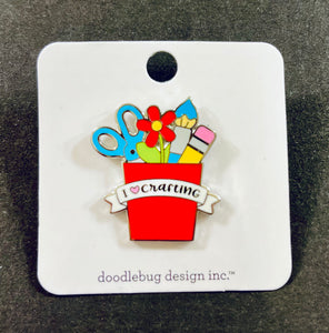 Doodlebug Collectible Pin - I Heart Crafting Red