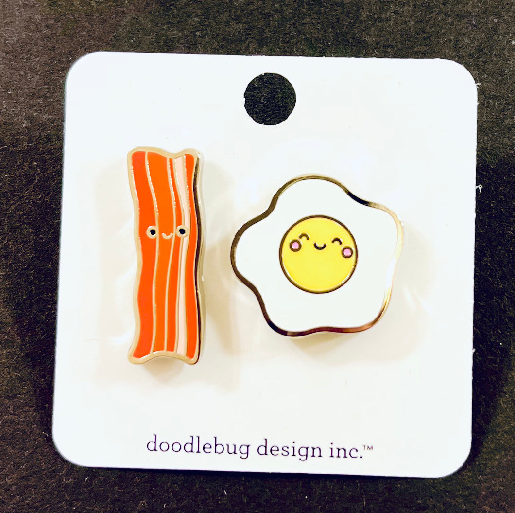 Doodlebug Collectible Pin - Bacon & Eggs