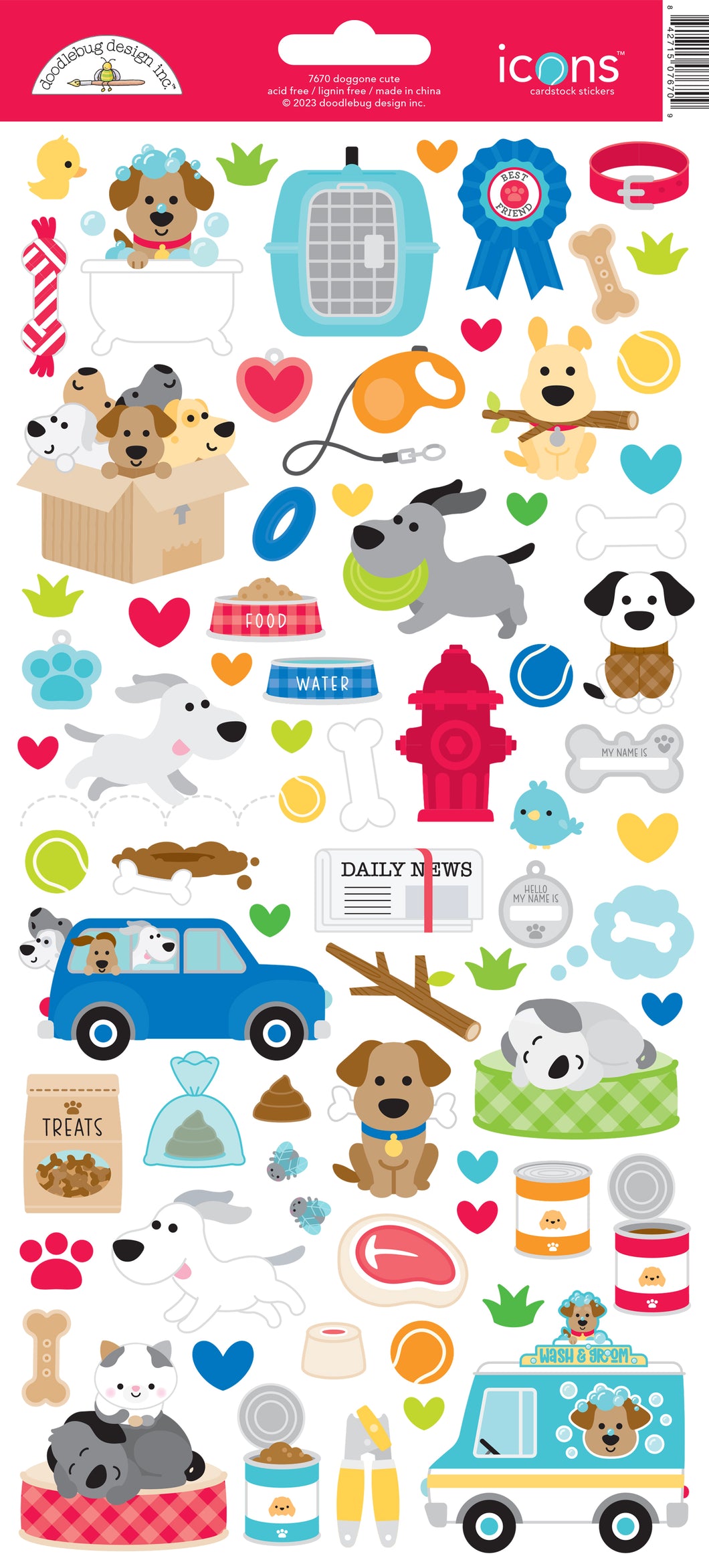 Pre-Order Doodlebug Doggone Cute Icon Stickers