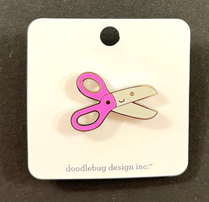Doodlebug Collectible Pin - Pink Scissors