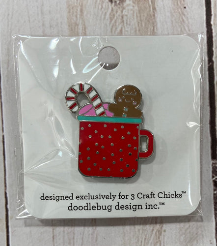 Doodlebug Collectible Pin - 3 Craft Chicks Exclusive Hot Cocoa