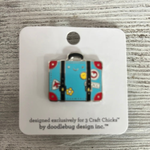 Doodlebug Collectible Pin - 3CC EXCLUSIVE Blue Suitcase