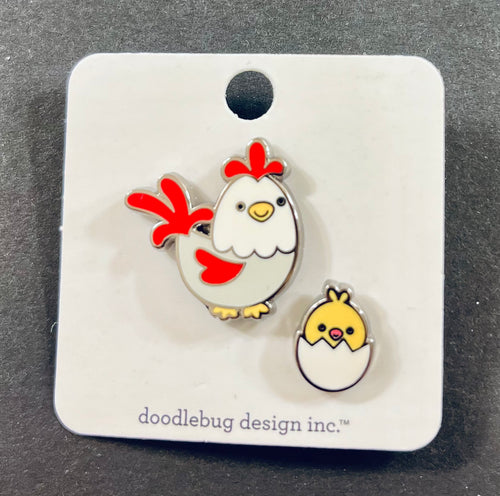 Doodlebug Collectible Pin- Hens & Chicks